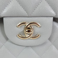Chanel Caviar Leather Jumbo Quilted Flap Bag in Grey
