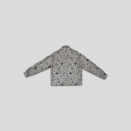 CLB XXIII Louis Vuitton monogram overshirt in a beige wool, silk, and cashmere blend, back view.