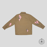 Chrome Hearts Cross Patch Work Dog Shirt in Tan/Pink