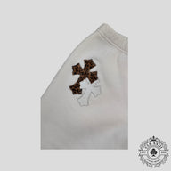 Chrome Hearts Leopard Cross Patch Sweatpants in White