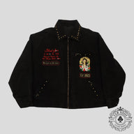 Blind Love Studded Embroidery Mary Trucker Jacket in Black