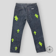 Chrome Hearts Green Cross Patch Jeans