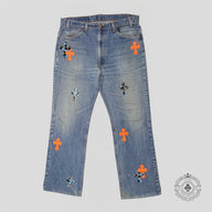 Chrome Hearts St Barth Jeans in Orange / Blue