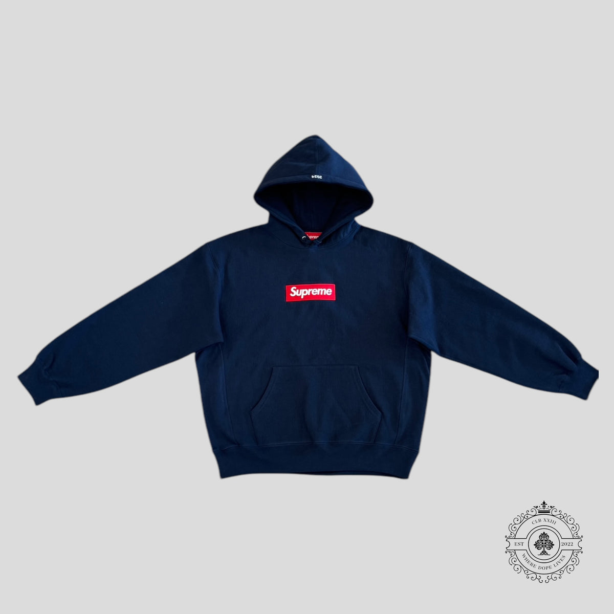 Supreme Box Logo Hooded Sweatshirt in Navy