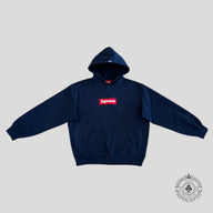 Supreme Box Logo Hooded Sweatshirt in Navy