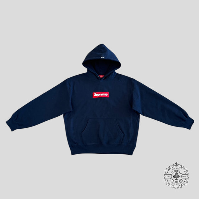 Supreme Box Logo Hooded Sweatshirt in Navy