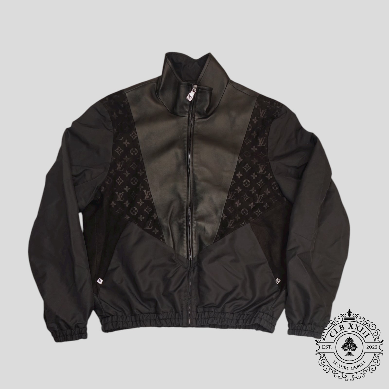 Louis Vuitton Mix Leather Track Top in Black