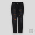 Amiri Leopard Patch Thrasher Jeans in Black