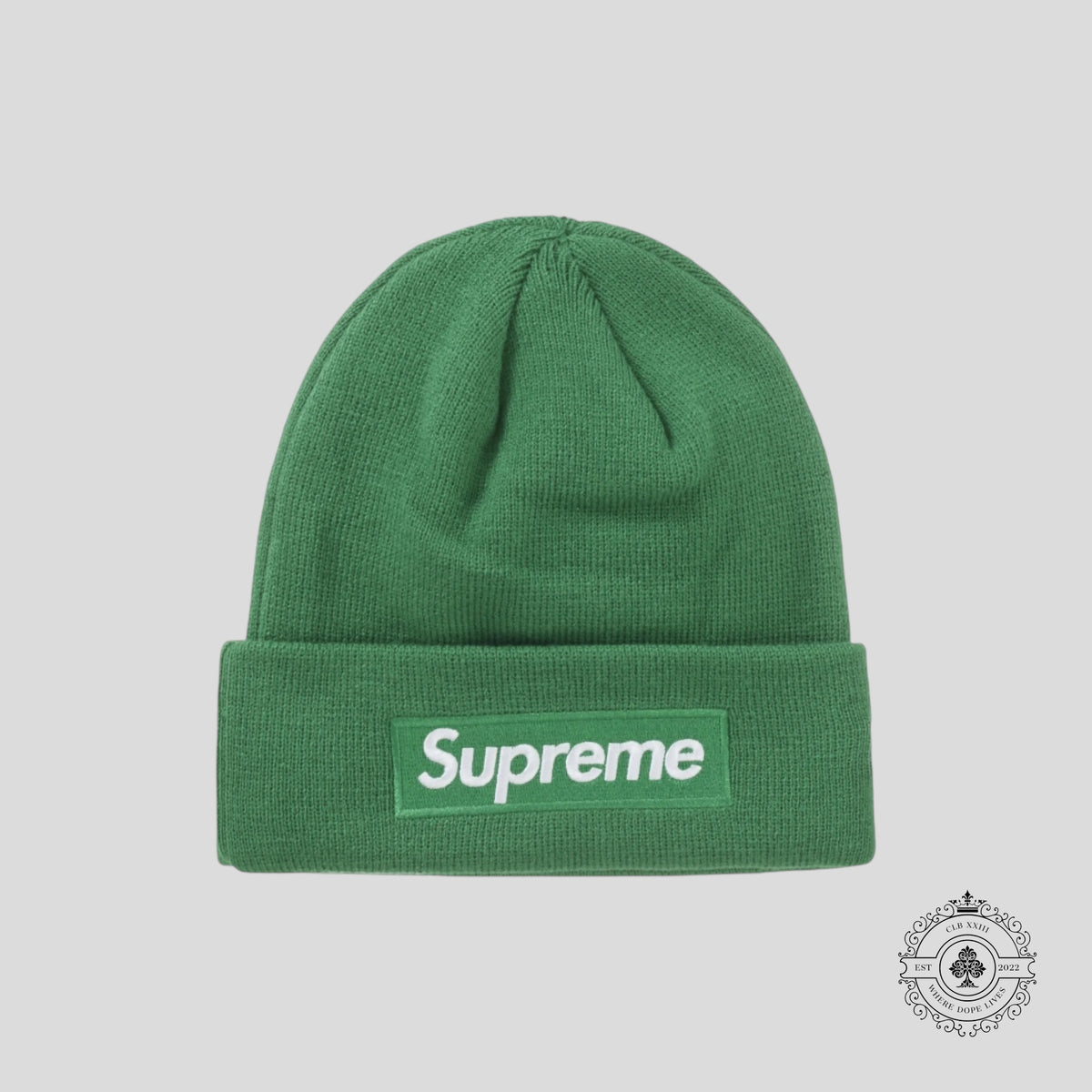 Supreme New Era Box Logo Beanie in Green
