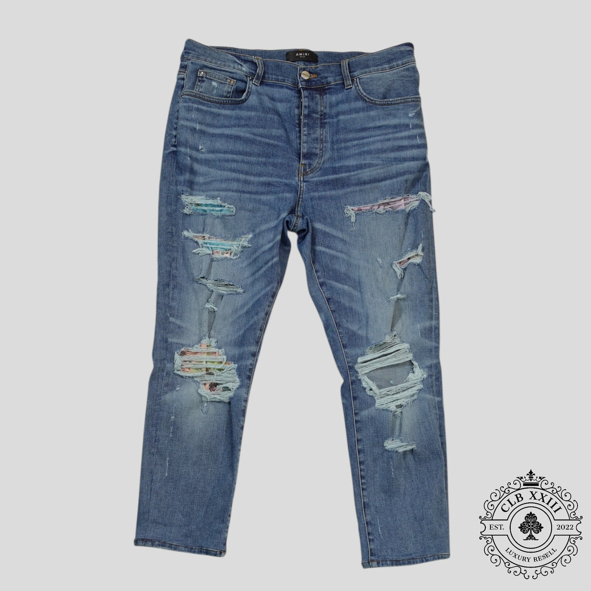 Amiri Palm Tree Patch Jeans in Indigo