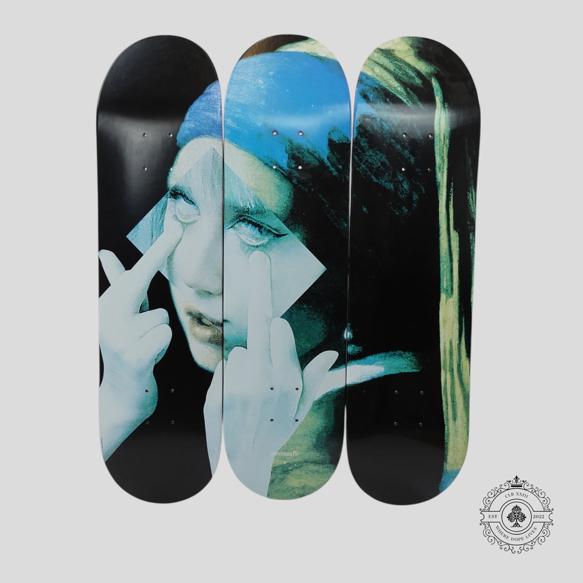 Tightbooth Girl With the Pearl Earring Skate Decks