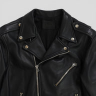 Laer Leather Biker Jacket in Black