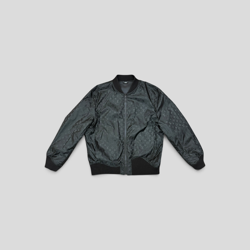 CLB XXIII Louis Vuitton reversible black nylon blouson jacket with all-over monogram pattern and ribbed trim