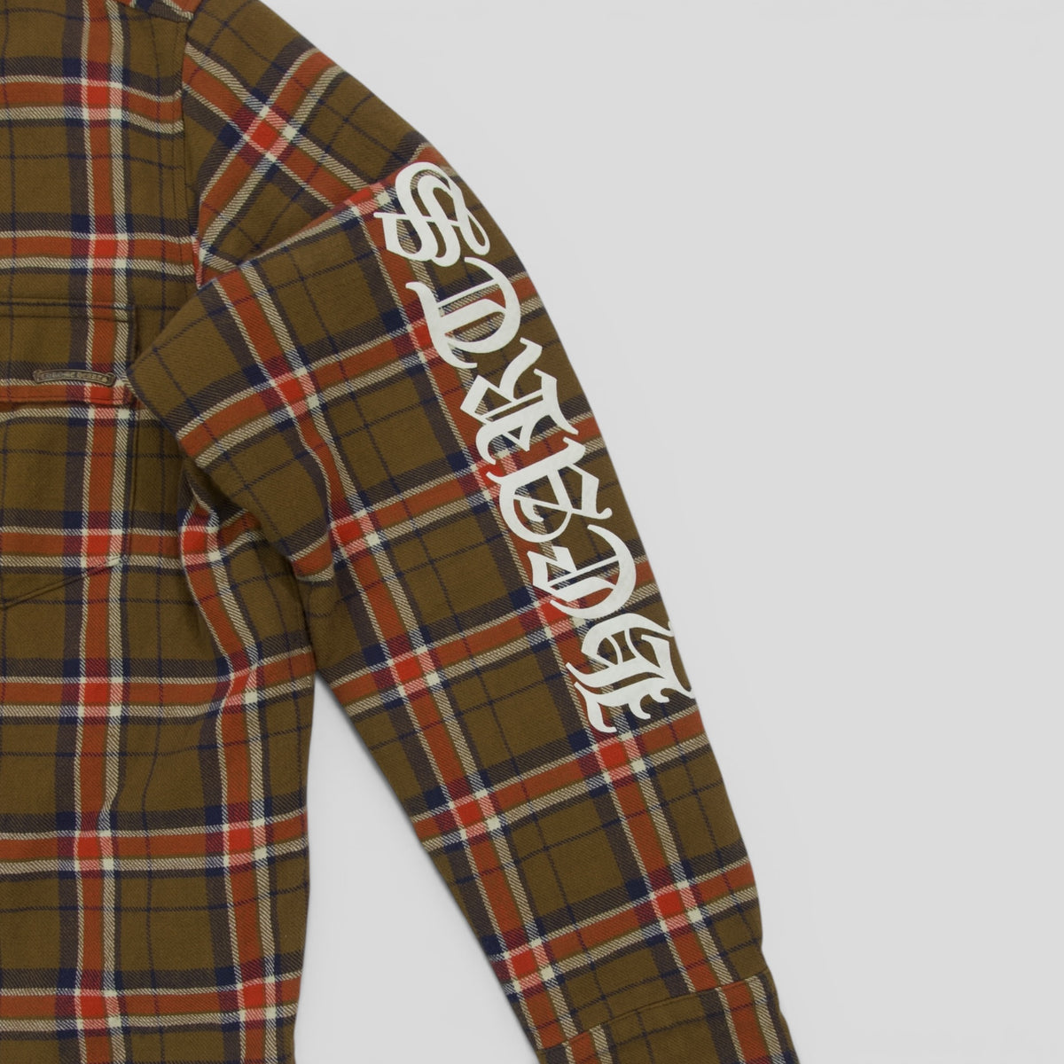 Chrome Hearts Padded Flannel Shirt in Brown / White