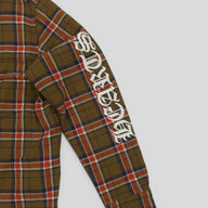 Chrome Hearts Padded Flannel Shirt in Brown / White