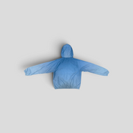 CLB XXIII Louis Vuitton blue cloud print windbreaker with hood and monogram pattern, back view