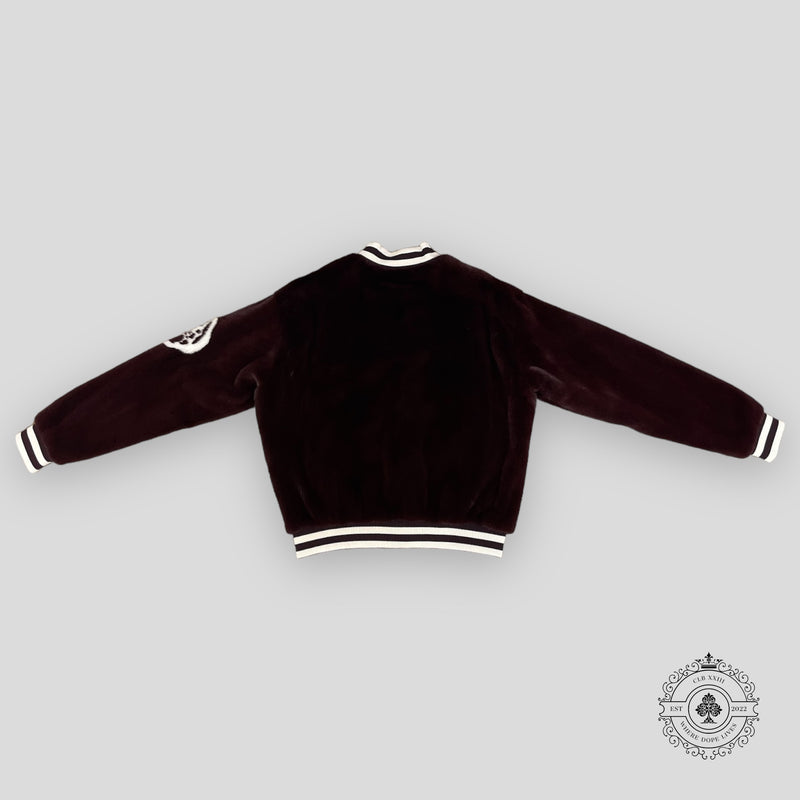 Louis Vuitton Lovers Mink Bomber in Maroon