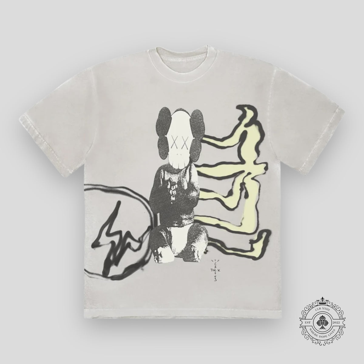 Travis Scott Cactus Jack + Kaws For Fragment Tee "Aged Yellow"