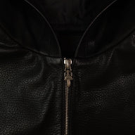 Chrome Hearts Leather Zip Up Hoodie in Black