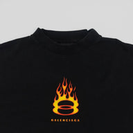 Balenciaga Flame Logo Tee in Black