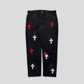 Chrome Hearts Red White Patch Jeans