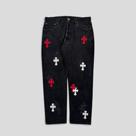 Chrome Hearts Red White Patch Jeans