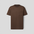 CLB XXIII Louis Vuitton chocolate plum cotton t-shirt with embossed jacquard monogram chest pocket and ribbed collar
