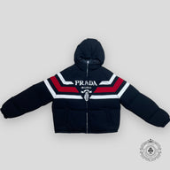 Prada Cashmere Logo Down Jacket in Black