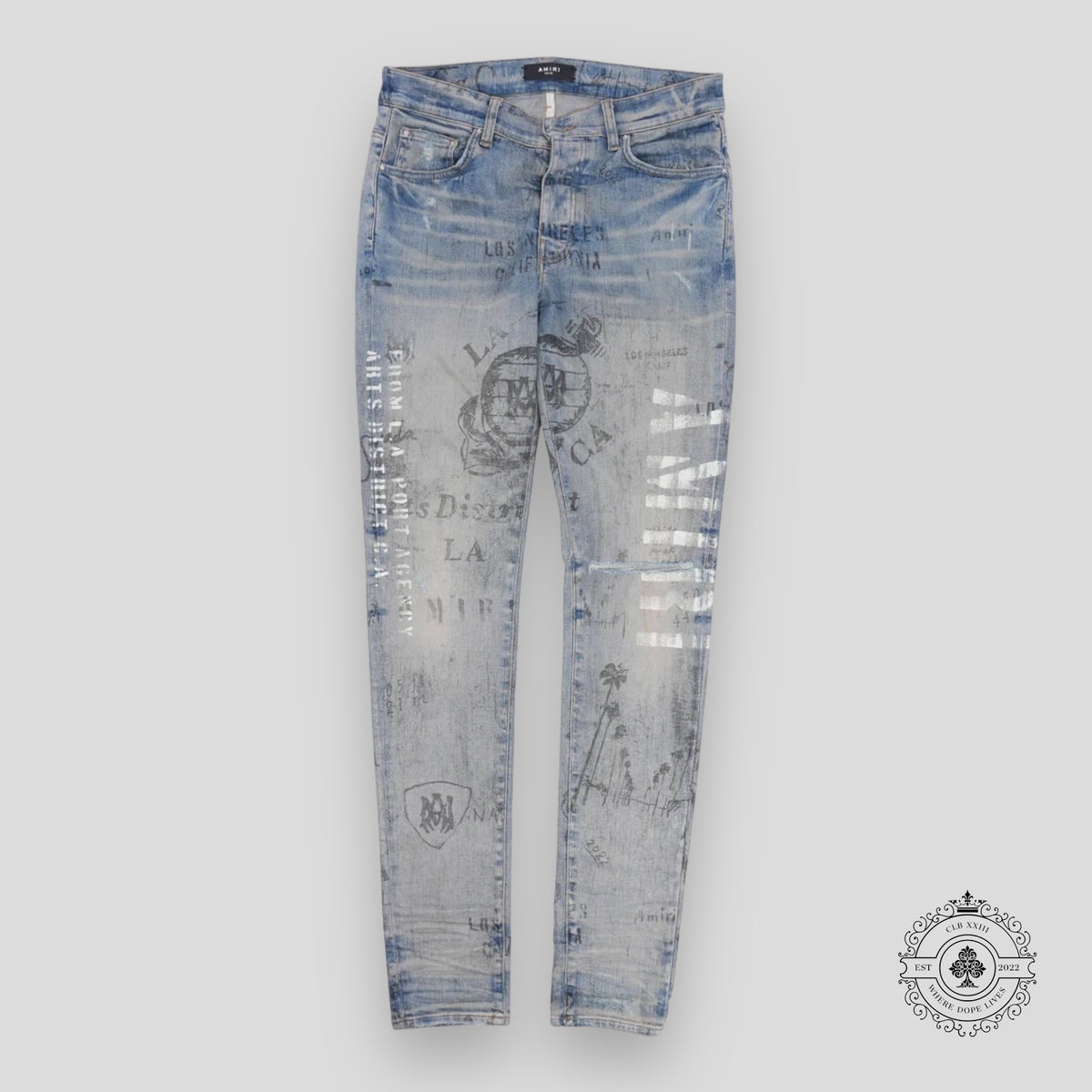 Amiri Military Stencil Jeans in Clay Indigo