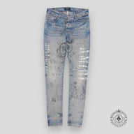 Amiri Military Stencil Jeans in Clay Indigo