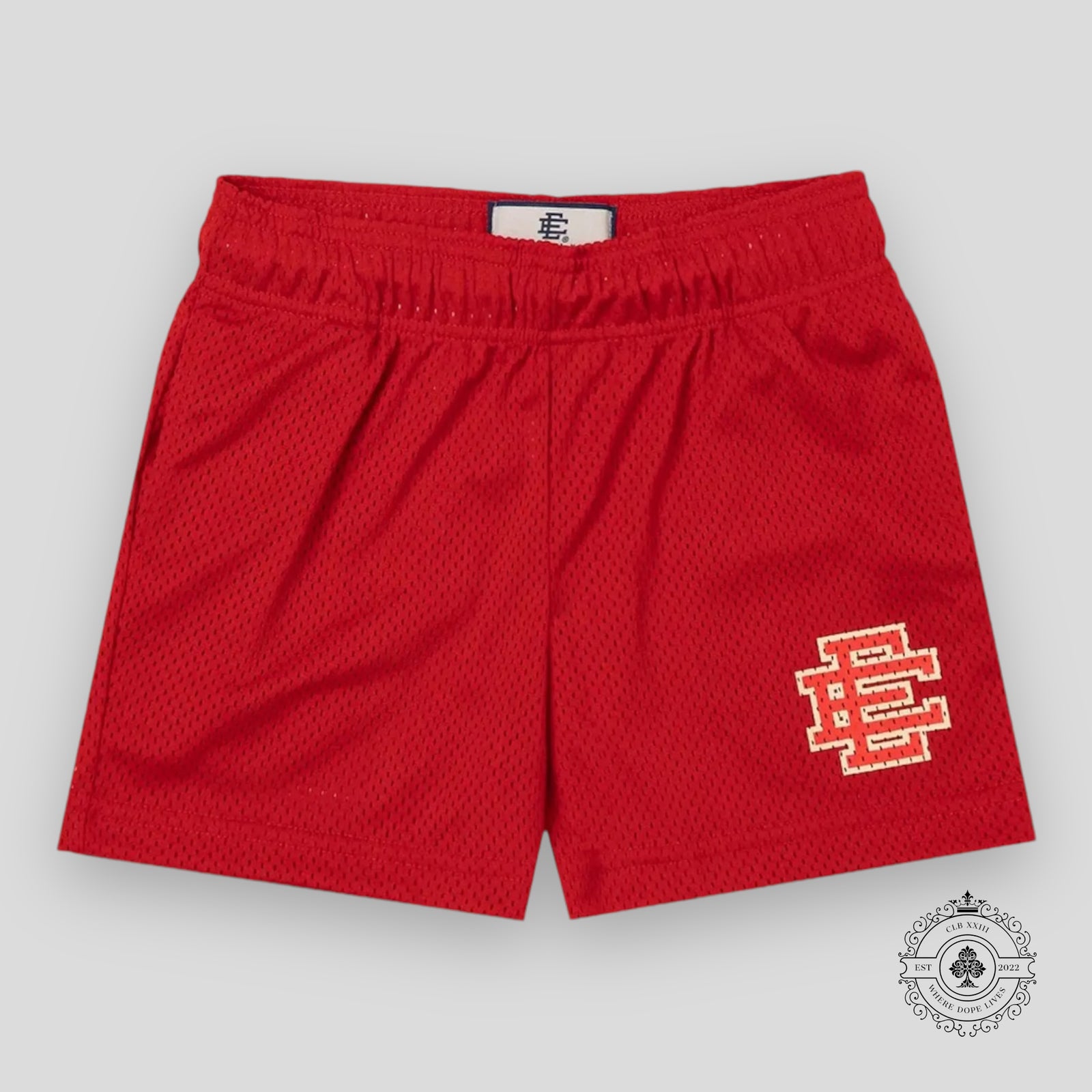 Eric Emanuel EE Basic Youth Shorts in Red/Off-white