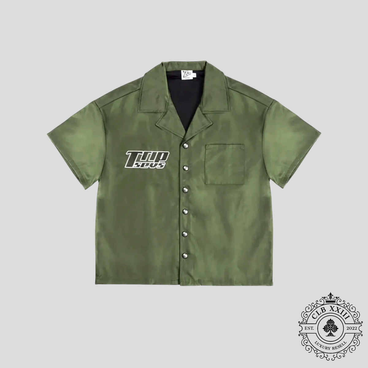 Triple Sevens Nylon Button Up Shirt in Green