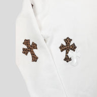 Chrome Hearts Leopard Patch Quarter Zip in White