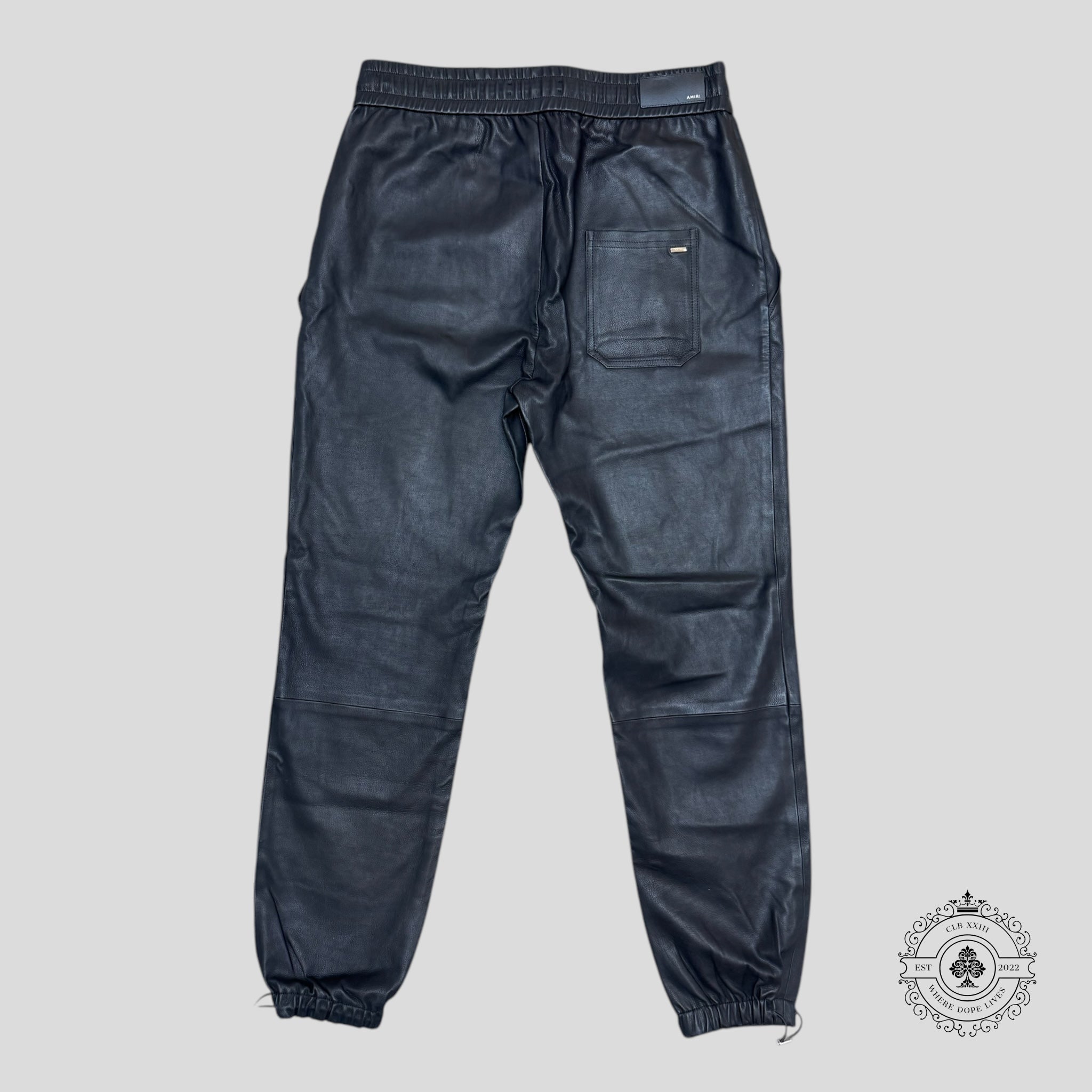 Amiri Leather Drawstring Pants in Black