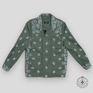 Amiri Bleached Bandana Overshirt in Olive Green