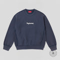 Supreme Washed Box Logo Crewneck in Navy Blue