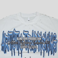 Blind Love Artistic Trafficking T-Shirt in White/Blue