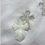 Chrome Hearts Leather Cross Patch Quarter Zip in White