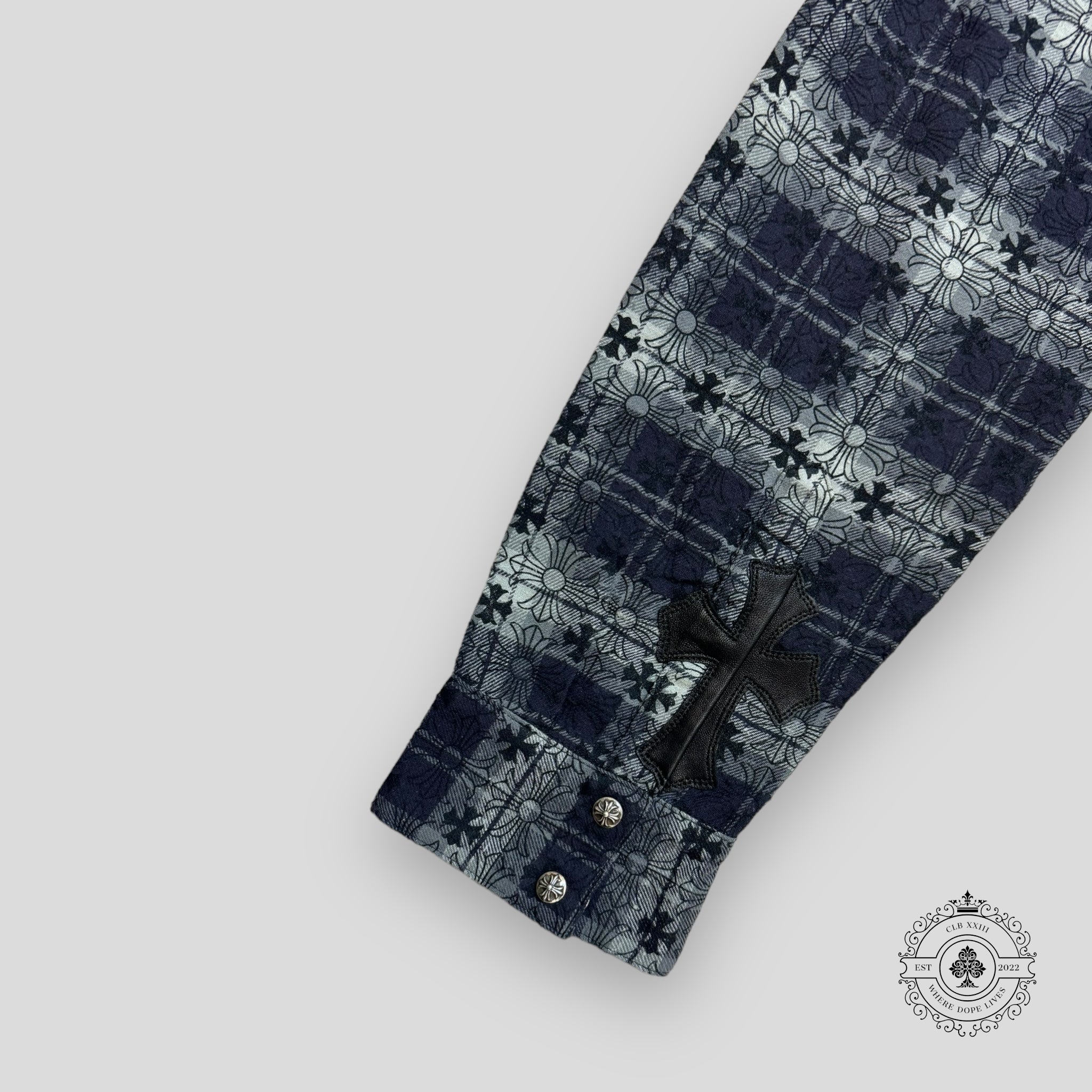 Chrome Hearts Plus Pattern Loose Ends Flannel in Purple / Grey