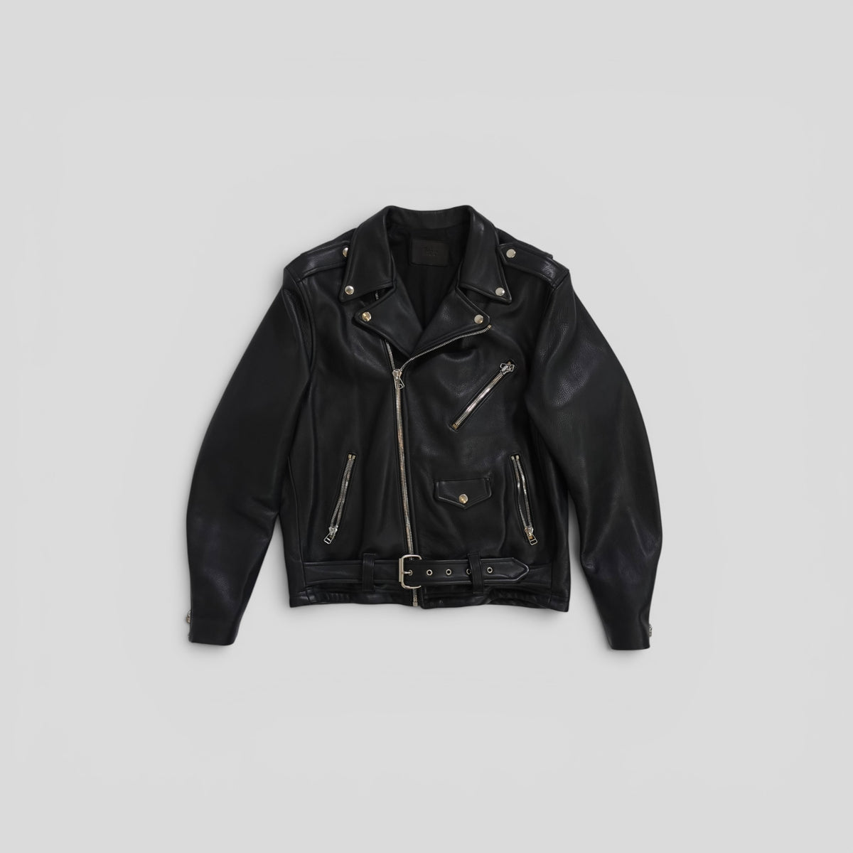 Laer Leather Biker Jacket in Black