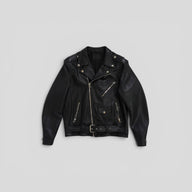 Laer Leather Biker Jacket in Black