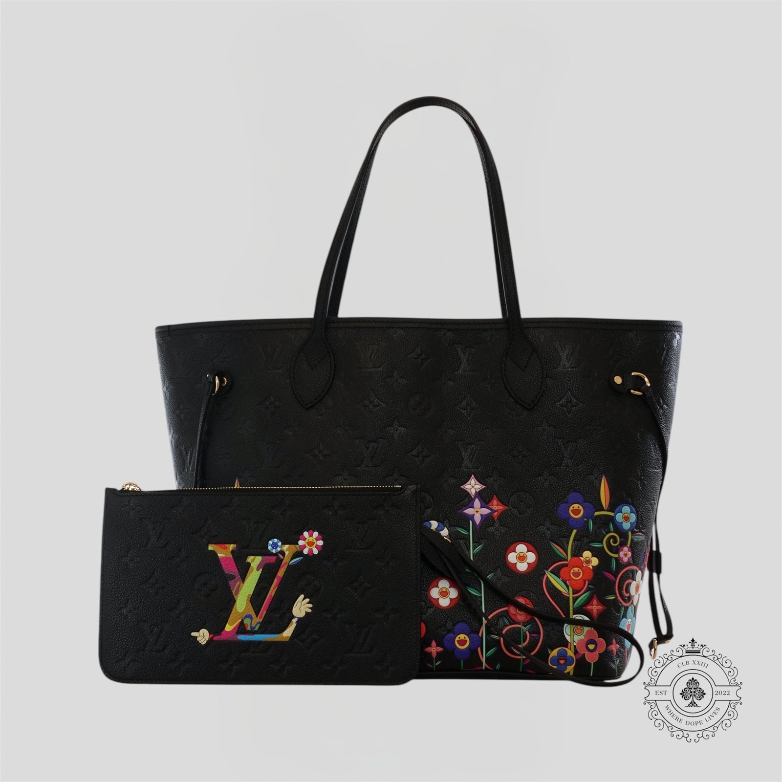 Louis Vuitton x Takashi Murakami Neverfull MM in Black
