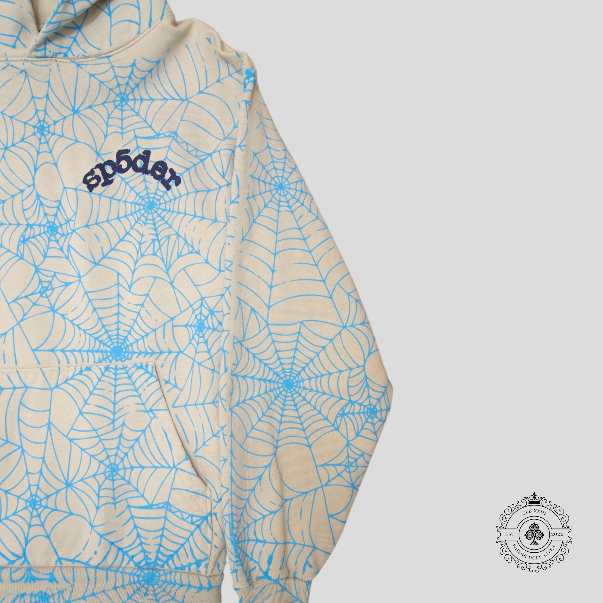 Sp5der AOP Web Hoodie in Grey - Preowned