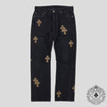 Chrome Hearts Leopard Cross Patch Jeans in Black