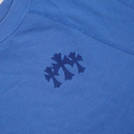 Chrome Hearts Women's Triple Cross CH Flocked Crewneck in Blue