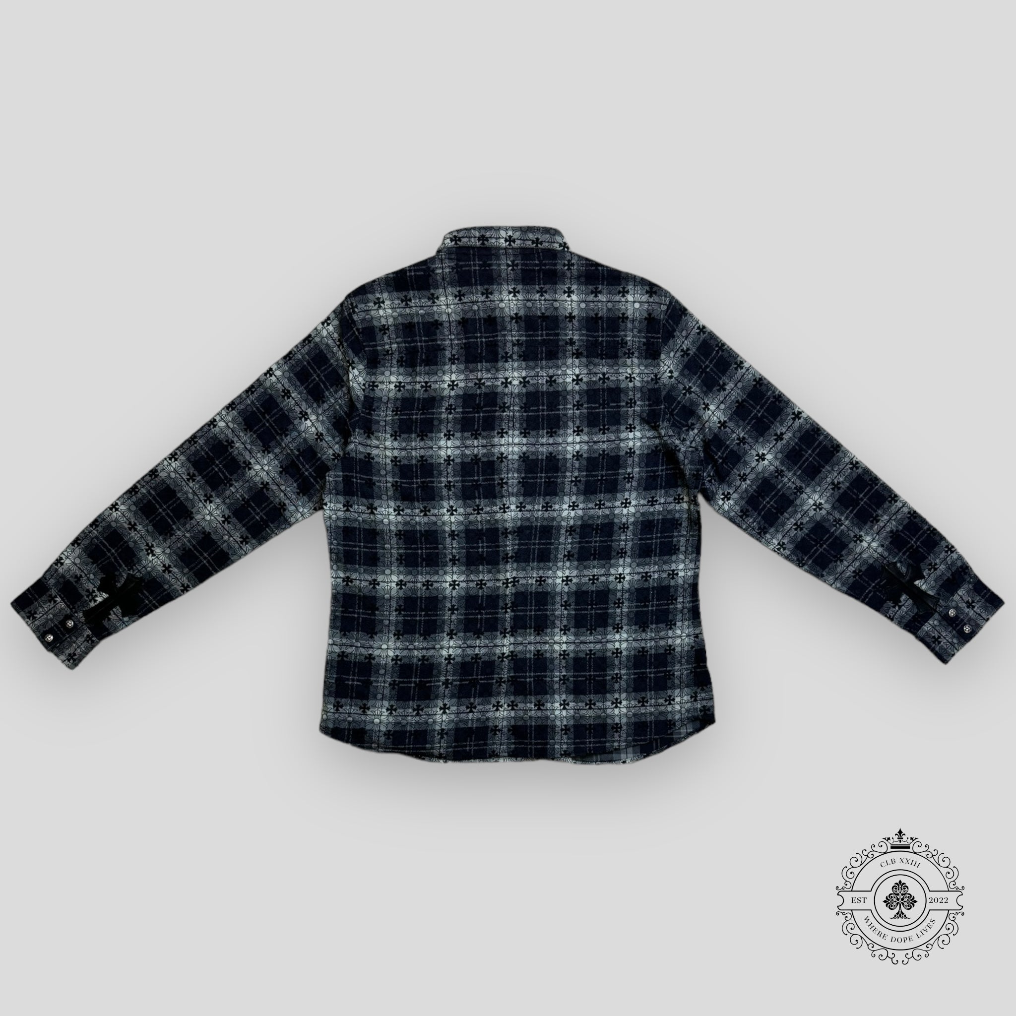 Chrome Hearts Plus Pattern Loose Ends Flannel in Purple / Grey