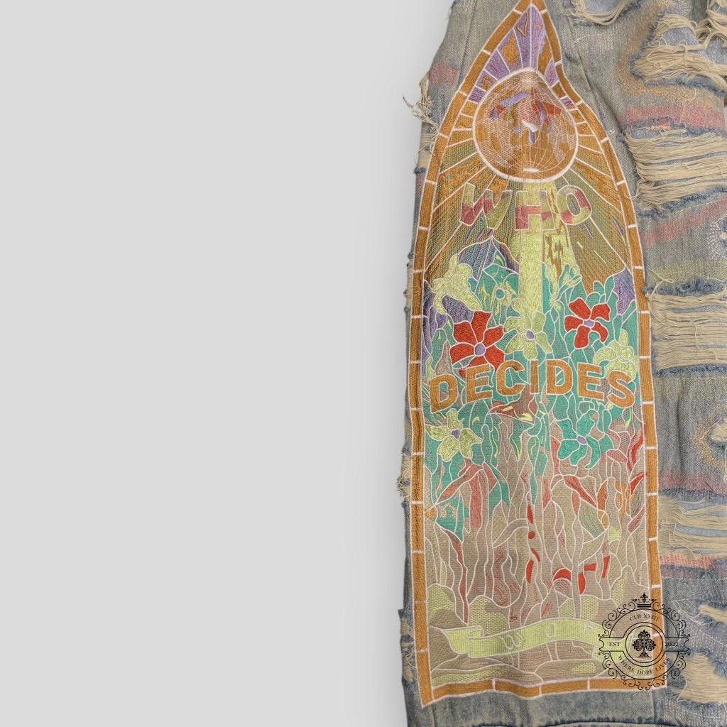 Who Decides War Multicolor Side Embroidery Denim