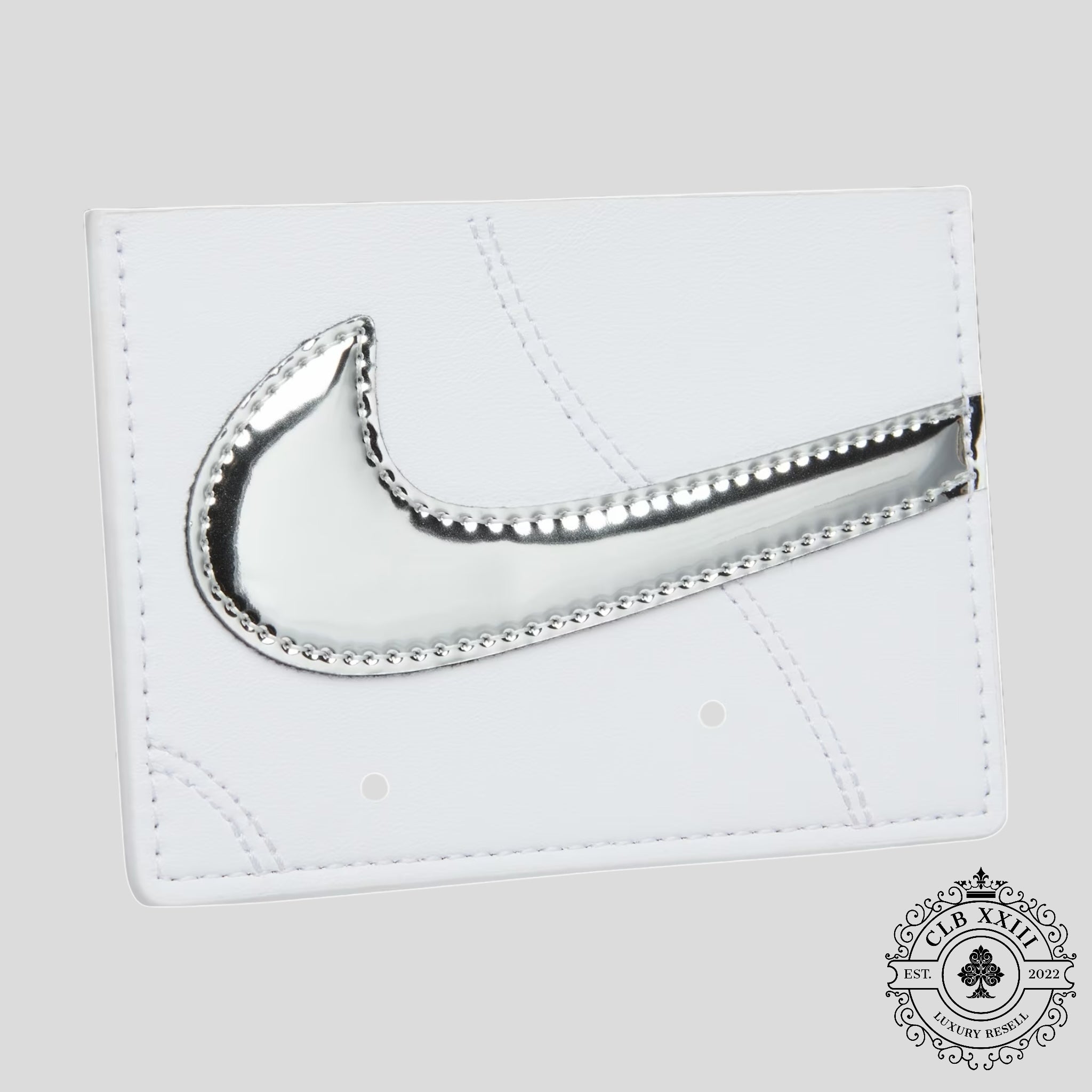 Nike Icon Air Force 1 Card Wallet in White & Metallic Silver