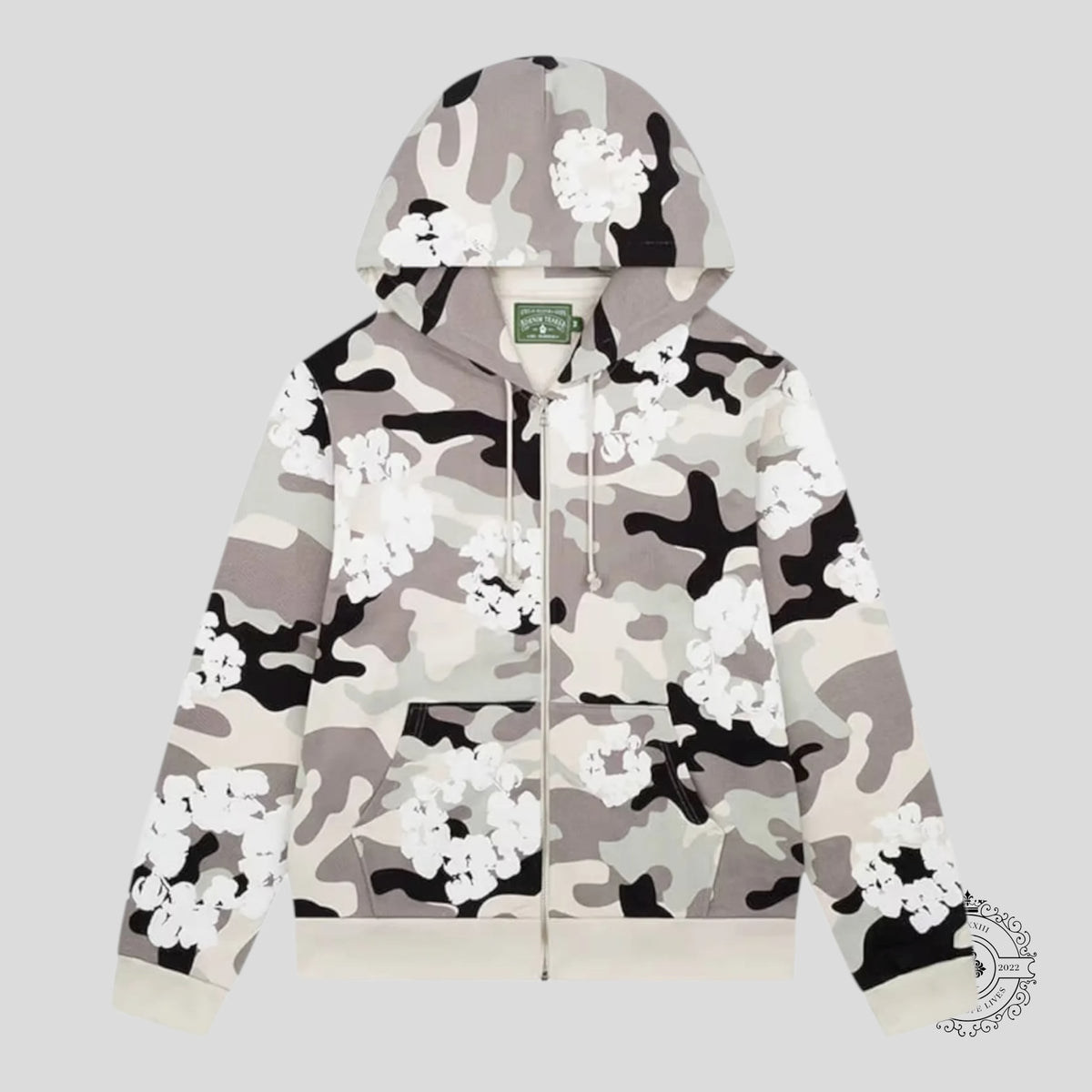 Denim Tears Camo Cotton Wreath Zip Up in Snow