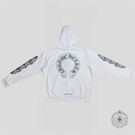 Chrome Hearts Horseshoe Zip-Up Hoodie in White